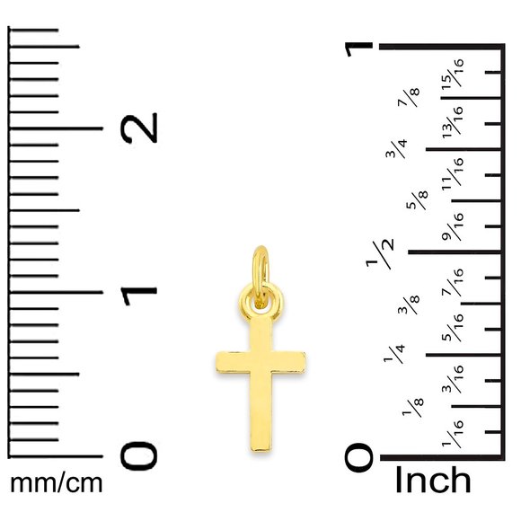 Solid 14k Gold Cross Charm - Tiny Religious Charm for Bracelet - Golden Fire - Picture 4 of 4